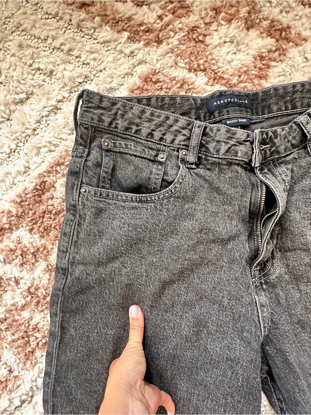 Aeropostale 🖤 Baggy Jorts Black Denim Bermuda Jean Shorts (size 33)